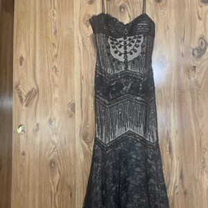 Vintage Cache Black Lace Formal, Size 12